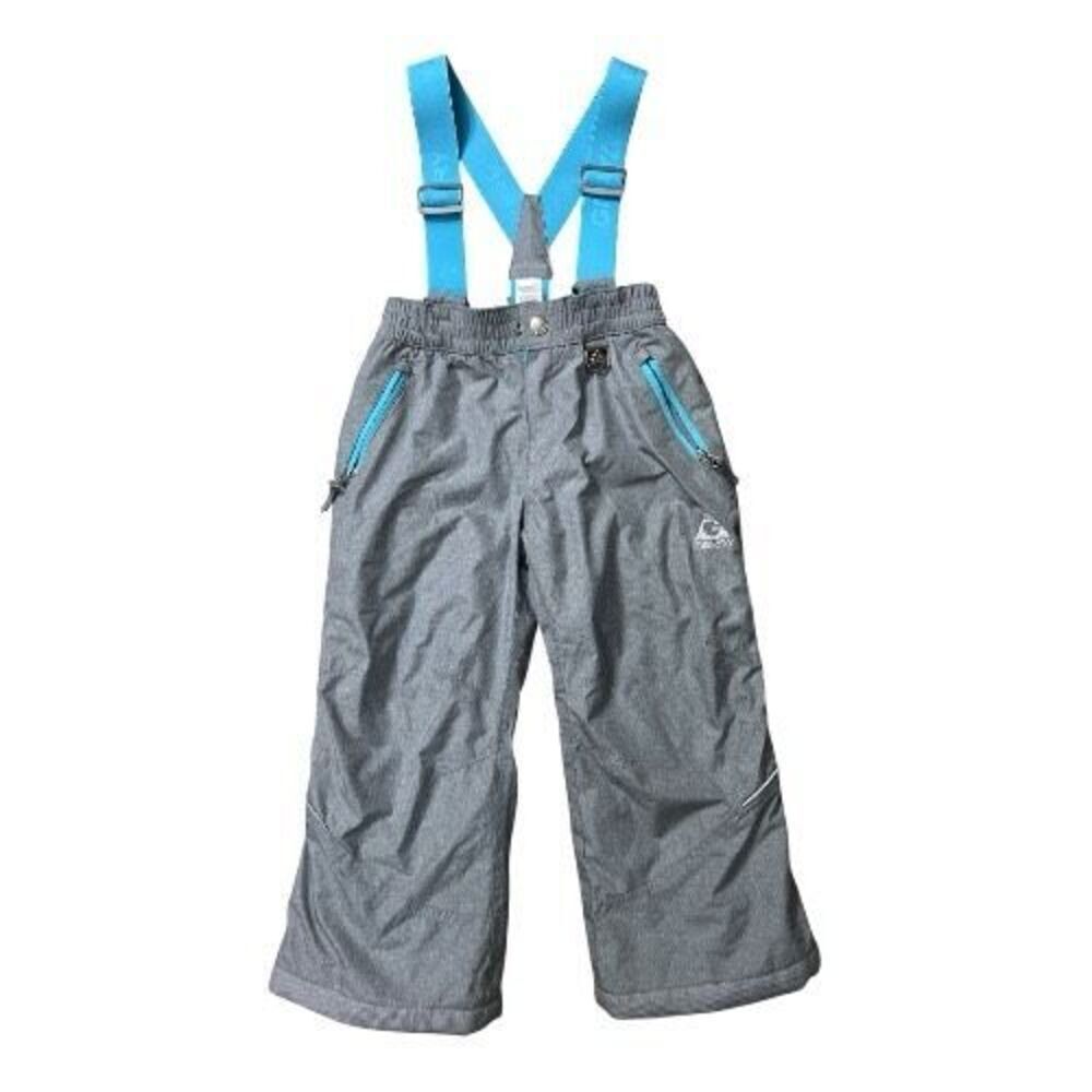 Gerry Kids Grey Snow Ski Pants With Blue Removable Suspenders Size XS(5/6) Bibs